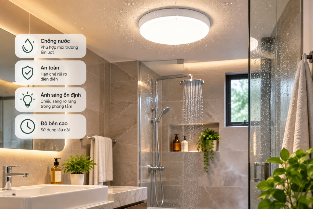 Bóng đèn chống nước phù hợp sử dụng trong phòng tắm
