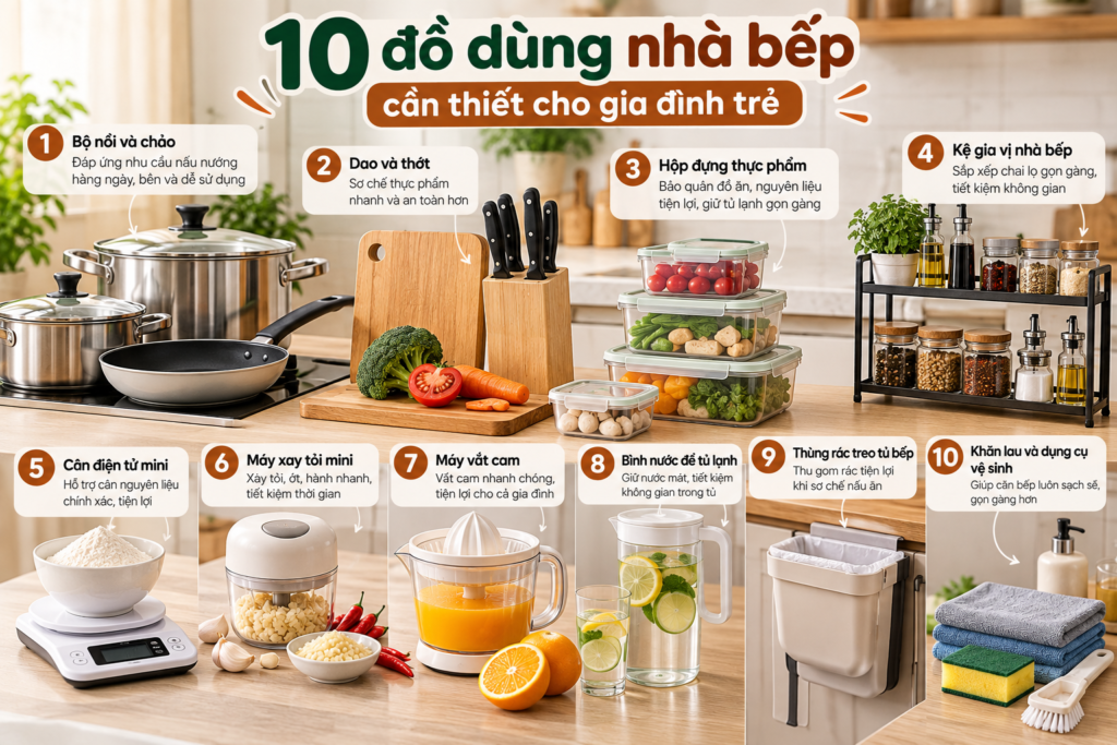 Đồ dùng nhà bếp cần thiết cho gia đình trẻ